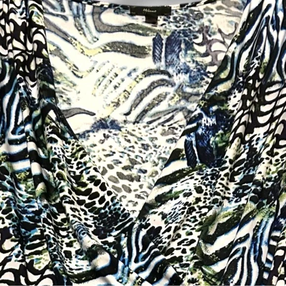 Milano Zebra and Leopard Print 3/4 Sleeve Ruching Top - Picture 7 of 11